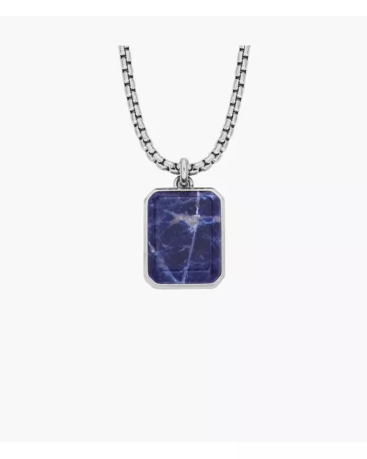 Fossil All Stacked Up Blue Sodalite Chain Necklace