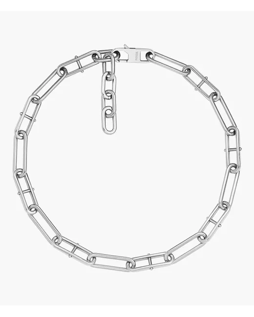 Fossil Heritage D-Link Stainless Steel Chain Necklace Tone