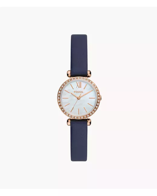 Fossil Outlet Tillie Mini Three-Hand Navy Leather Watch