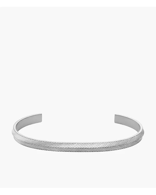 Fossil Harlow Linear Texture Stainless Steel Cuff Bracelet Tone