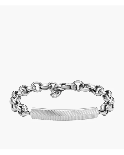 Fossil Harlow Linear Texture Stainless Steel Chain Bracelet Tone