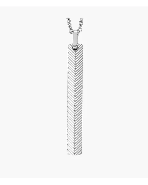 Fossil Harlow Linear Texture Stainless Steel Chain Necklace Tone