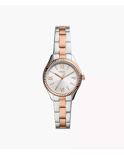 Fossil Outlet Rye Three-Hand Date Two-Tone Stainless Steel Watch