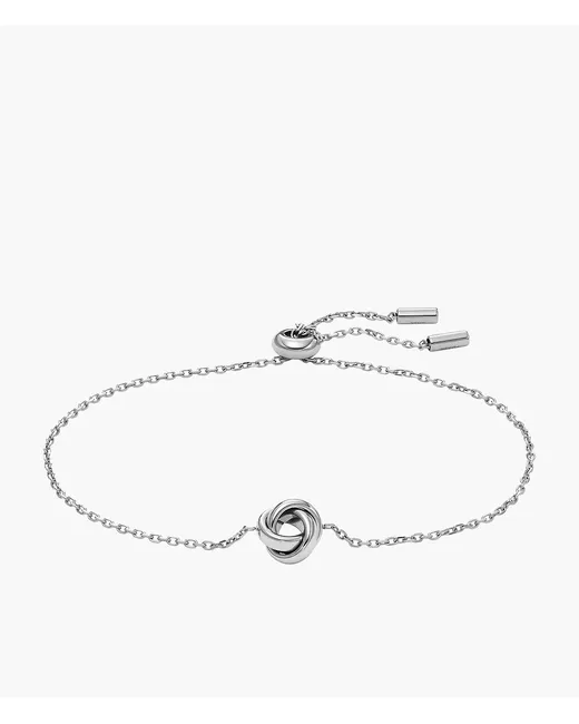 Fossil Outlet Love Knot Stainless Steel Station Bracelet Tone