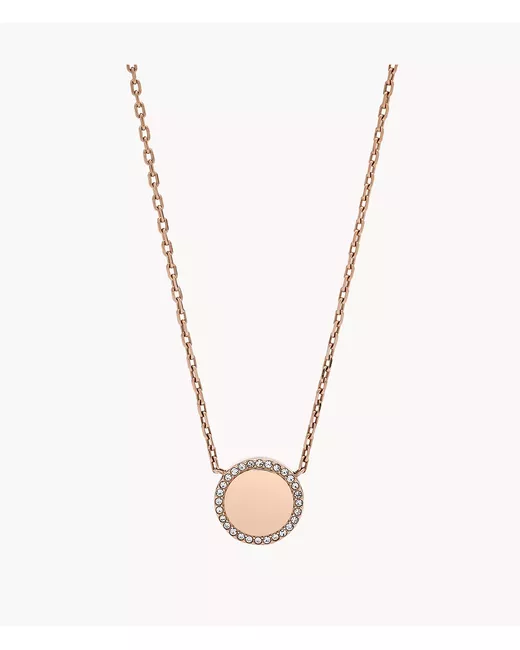 Fossil Outlet Pavé Disc Tone Stainless Steel Necklace