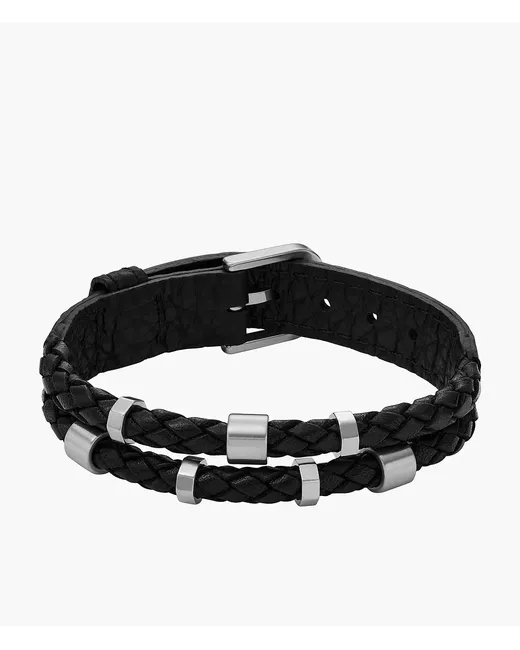 Fossil Leather Essentials Black Strap Bracelet