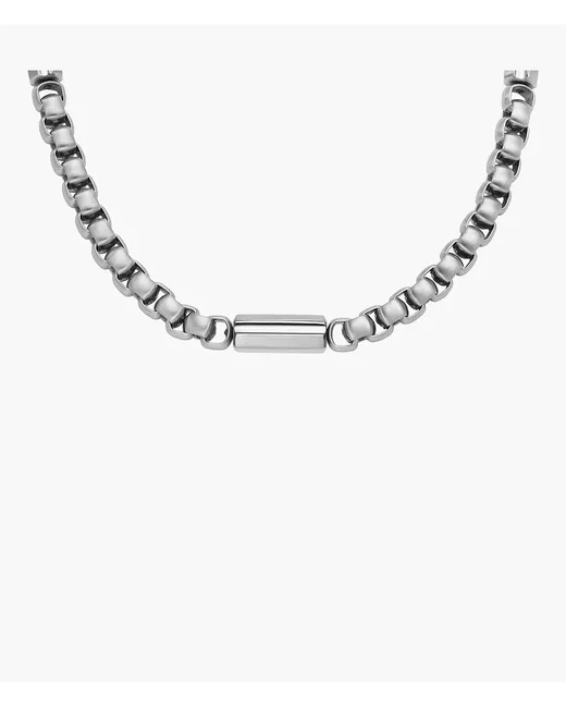Fossil Outlet Archival Icons Stainless Steel Chain Necklace Tone