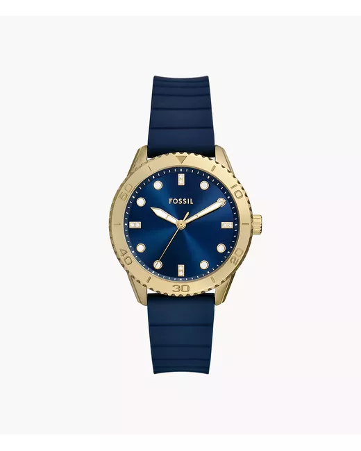 Fossil Outlet Dayle Three-Hand Navy Silicone Watch