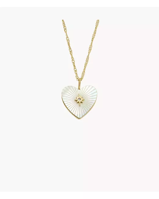 Fossil Sutton Radiant Love Tone Mother-of-Pearl Stainless Steel Heart Pendant Necklace