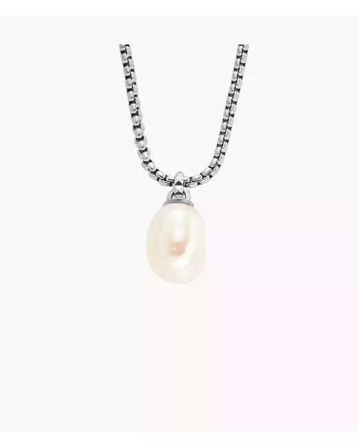 Fossil Summer Pearls Stainless Steel Freshwater Pearl Pendant Necklace Tone