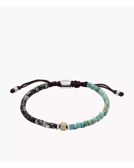 Fossil Outlet Summer Fashion Turquoise Blue and Black Acrylic Beaded Bracelet
