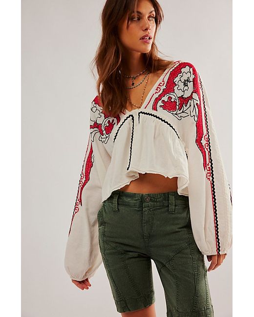 Free People Bonnie Embroidered Top Small