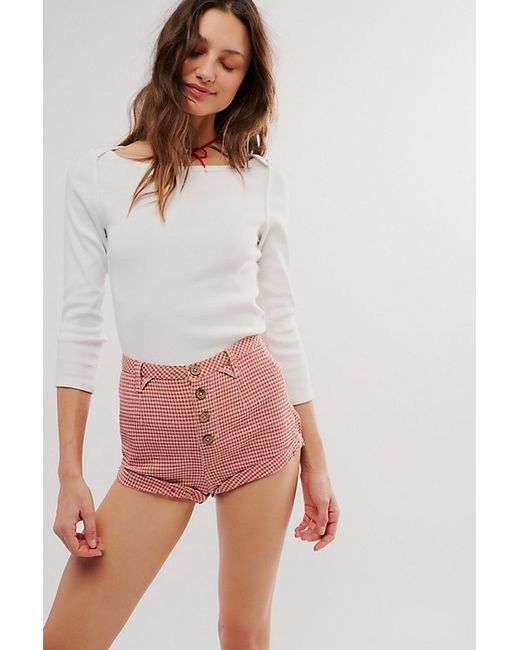 Free People Checked Out Plaid Micro Shorts