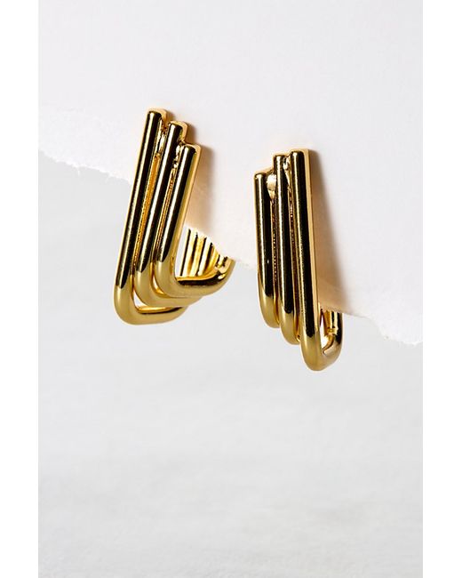 Free People 14k Plated Square Hoops