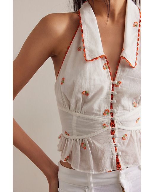Free People May Embroidered Halter Top