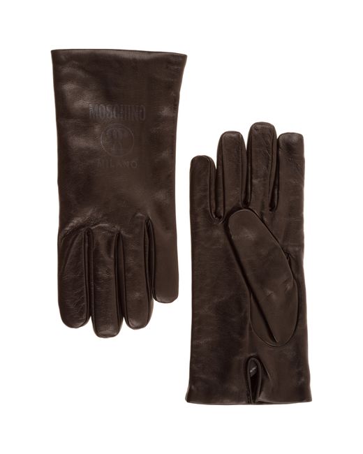 Moschino leather gloves double question mark
