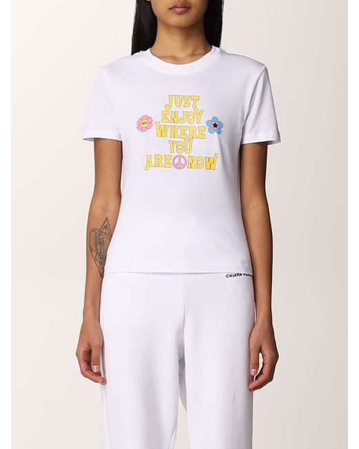 Chiara Ferragni t-shirt with just enjoy where you are now print