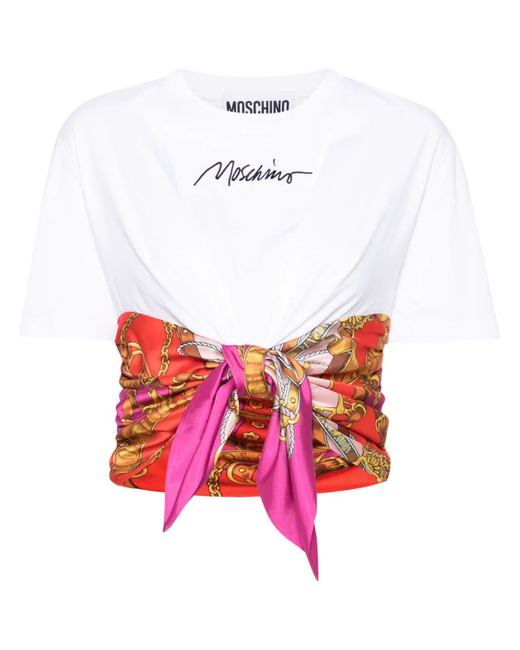 Moschino T-shirt cropped scarf detail