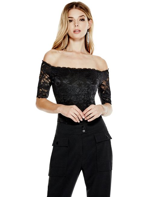 Guess Dara Off-The-Shoulder Lace Bodysuit