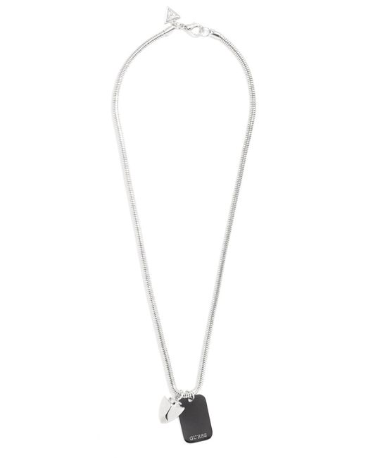 Guess Silver-Tone Arrow Dog Tag Necklace