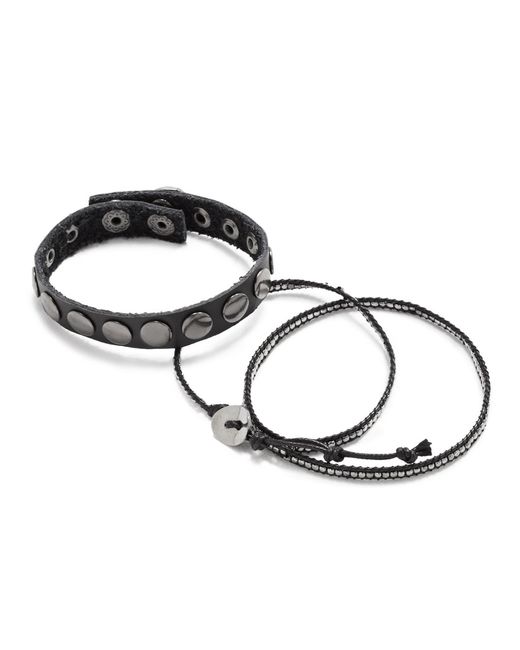 Guess Black and Silver-Tone Bracelet Set