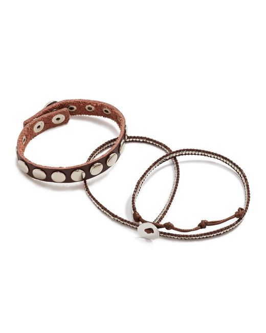 Guess Brown and Silver-Tone Bracelet Set