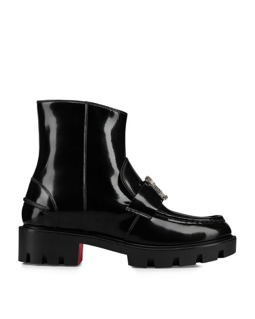 Christian Louboutin CL Moc Booty Leather Ankle Boots