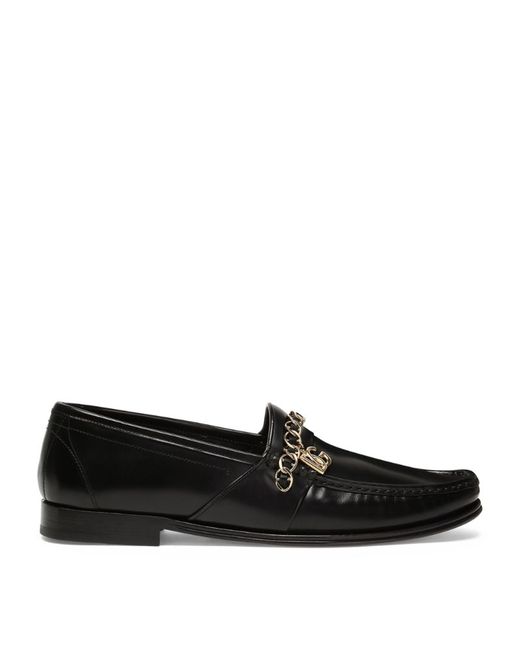 Dolce & Gabbana Leather DG Chain Loafers