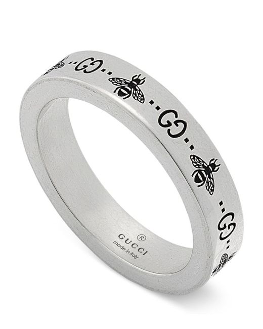 Gucci Sterling Engraved Logo Bee Ring