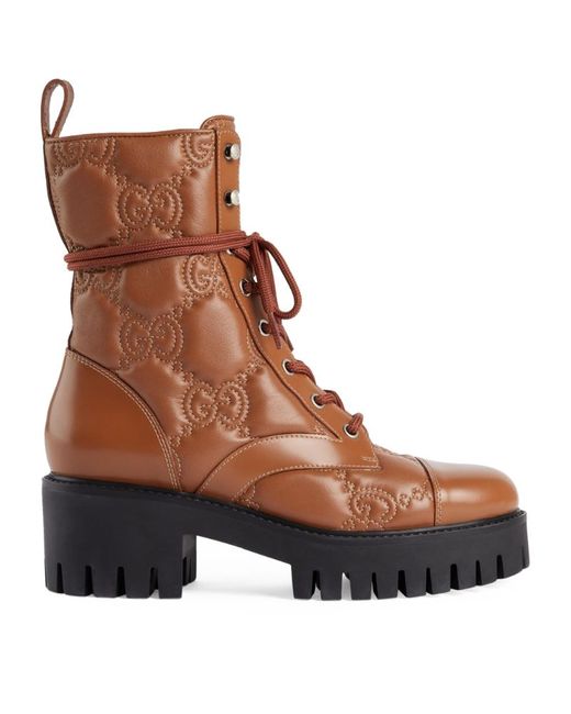 Gucci Quilted GG Lace-Up Boots