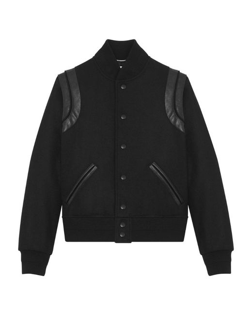 Saint Laurent Leather-Trim Bomber Jacket