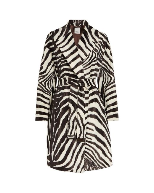 Max Mara Faux Fur Zebra Print Coat