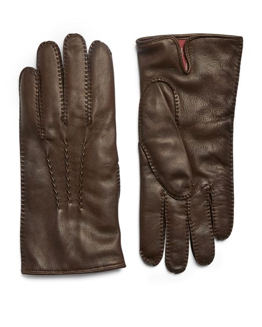 Dents Lthr Gloves Contrast Cashmere