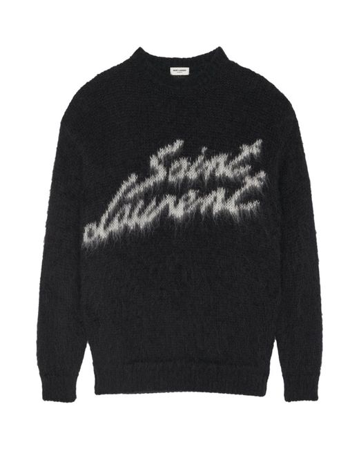 Saint Laurent Mohair-Wool Logo Sweater