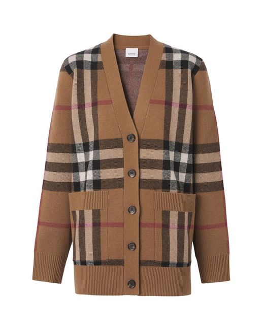 Burberry Wool-Cashmere Check Jacquard Cardigan