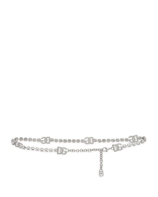 Dolce & Gabbana Crystal-Embellished DG Logo Belt