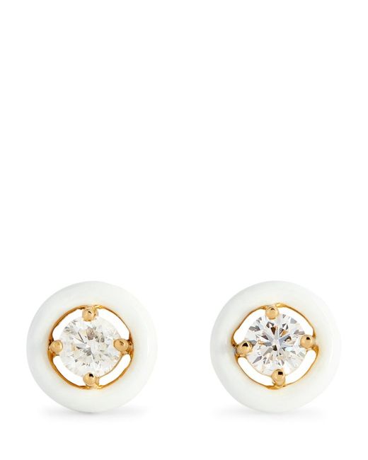 Melissa Kaye Yellow Diamond and Enamel Sylvie Stud Earrings
