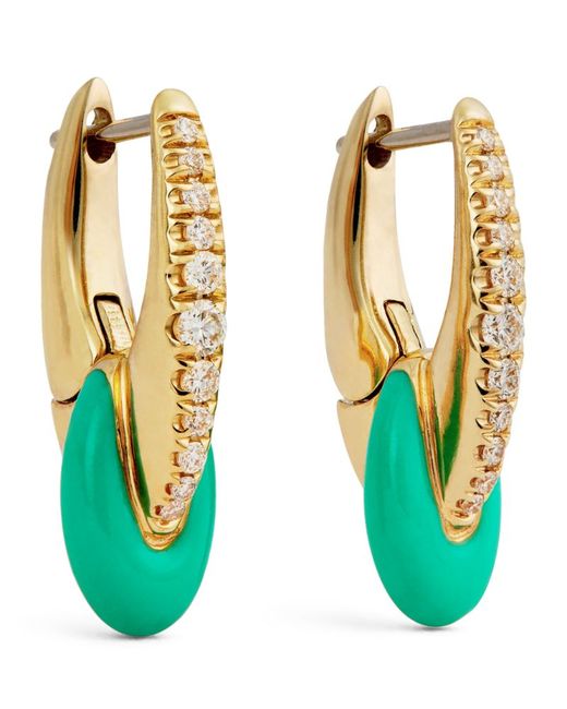 Melissa Kaye Yellow Gold Diamond and Enamel Ada Earrings