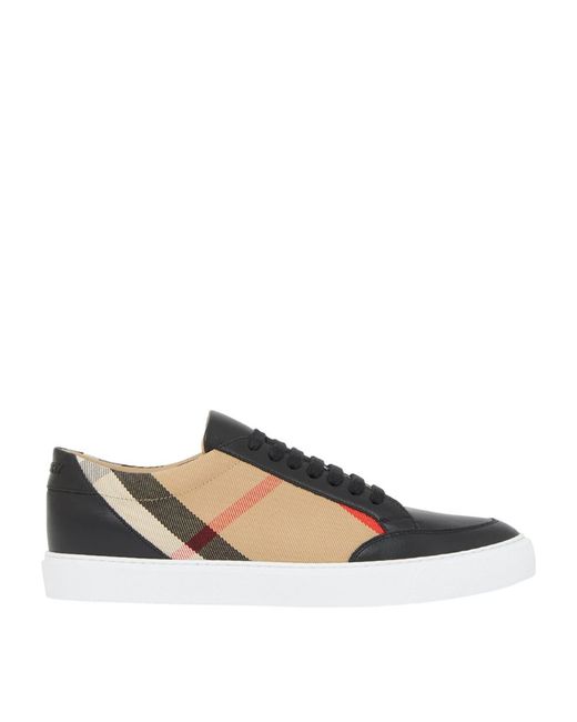 Burberry Leather-Trimmed House Check Sneakers