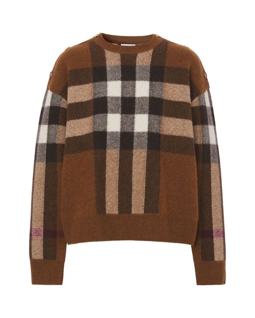 Burberry Wool-Cashmere Boxy Check Sweater