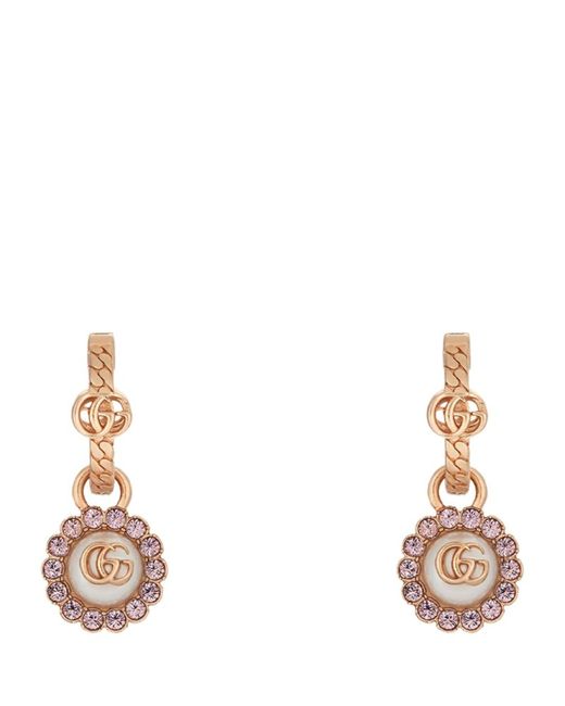 Gucci Crystal-Embellished GG Hoop Earrings