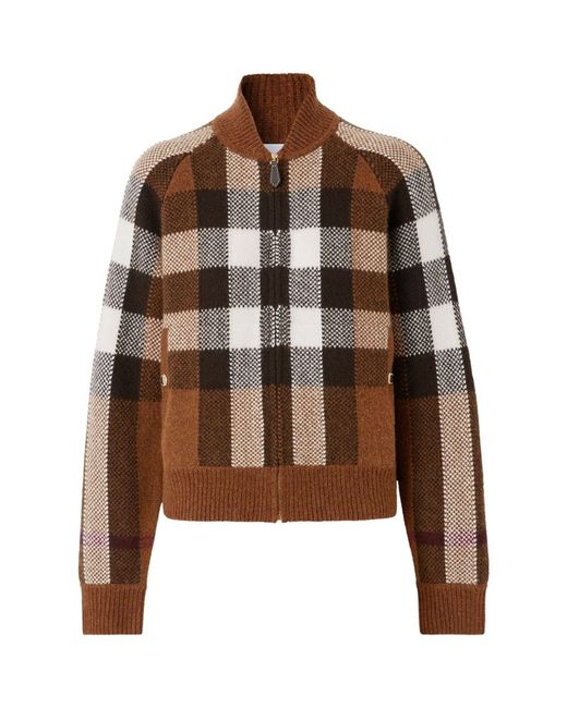 Burberry Wool-Cashmere Check Bomber Jacket