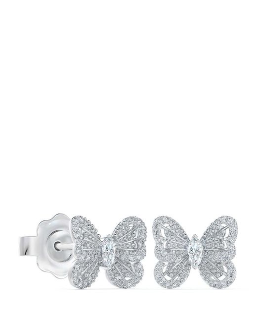 De Beers Jewellers White Gold and Diamond Portraits of Nature Butterfly Stud Earrings