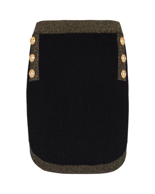 Balmain Knitted Button-Detail Mini Skirt