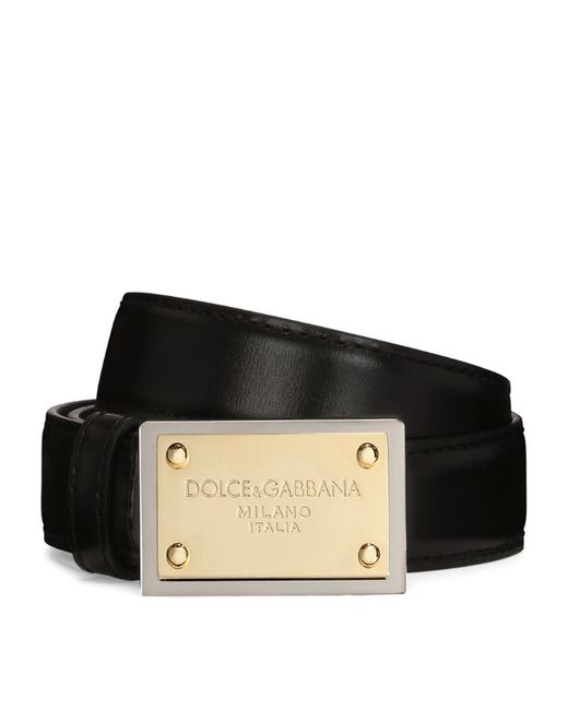 Dolce & Gabbana Thin Leather DG Buckle Belt