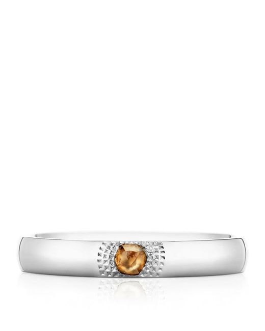De Beers Jewellers Small White Gold and Diamond Talisman Band