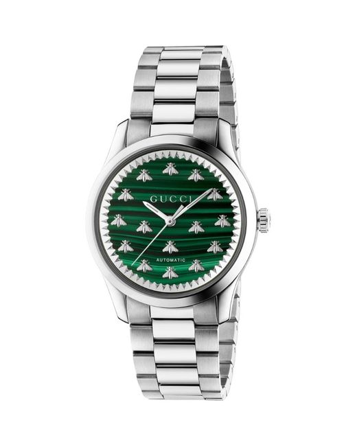 Gucci Stainless Steel and Malachite G-Timeless Watch 38mm