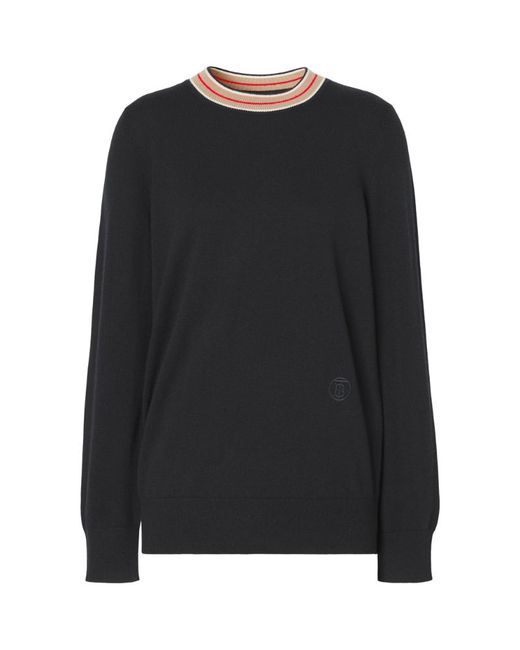 Burberry Cashmere Stripe-Trim Sweater