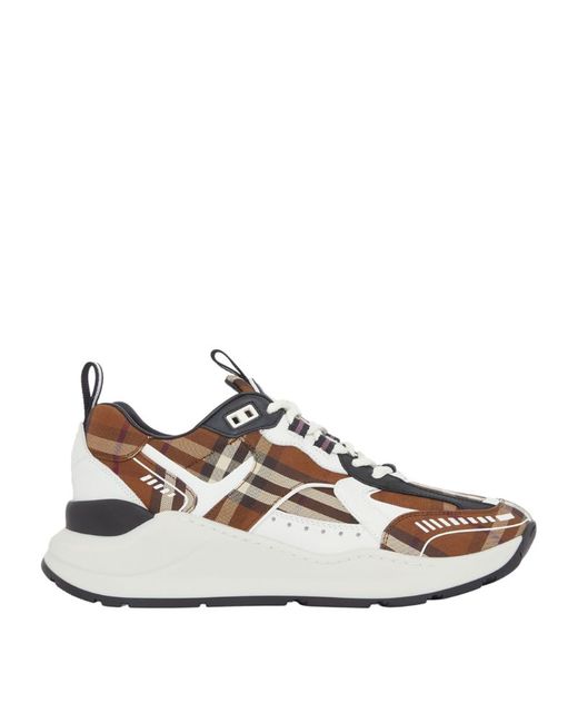 Burberry Cotton and Leather Vintage Check Sneakers