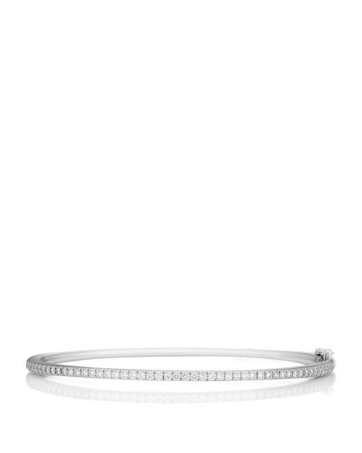 De Beers Jewellers White Gold and Micropavé Diamond DB Classic Bangle